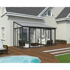 Remise 😍 CHALET & JARDIN Palram - Canopia | Véranda SanRemo 3X4.4 Grise 🔔