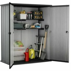 Meilleure affaire 🔥 Chalet & Jardin Armoire Haute BROSSIUM En Résine - 1400L - 140 X 77 X 120 Cm - Gris ✨ -BOUTIQUE EN LIGNE CHALLENGER 17417989 2