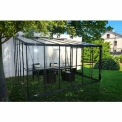 Vente flash 🎁 Chalet & Jardin Serre D'hiver Verre - 12 M2 Grise Adossable ❤️