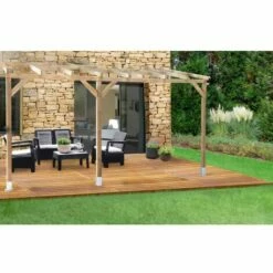 Promo 🔥 CHALET & JARDIN Toit Couv'Terrasse® En Bois 3x4,9 M - Sans Toit Polycarbonate 🔔 -BOUTIQUE EN LIGNE CHALLENGER 28589127 5