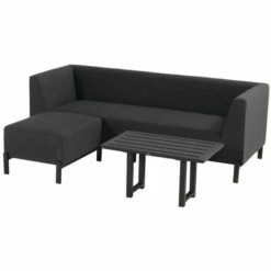 Meilleure affaire ⭐ Chalet & Jardin Canapé D'extérieur 3 Places + Table Basse Dion En Aluminium - Noir 😉