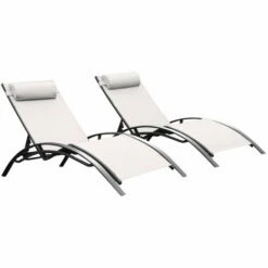 Meilleure affaire 🛒 Chalet & Jardin Lot De 2 Bains De Soleil Monaco En Aluminium - Ecru 🎁