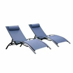 Meilleure vente 😀 CHALET & JARDIN Lot De 2 Bains De Soleil MONACO - Bleu Lavande (transat) + 1 Bâche De Protection TITANIUM 🌟 -BOUTIQUE EN LIGNE CHALLENGER 54028702 4