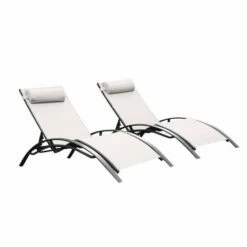 Meilleure vente 👍 CHALET & JARDIN Lot De 2 Bains De Soleil MONACO - BLANC ECRU (transat) + 1 Bâche De Protection TITANIUM 🤩 -BOUTIQUE EN LIGNE CHALLENGER 54028780 4