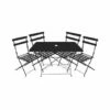 Vente flash ❤️ Chalet & Jardin Ensemble Repas Bistrot Dépliant Métal - Table + 4 Chaises - Noir 🌟