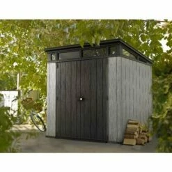 Meilleur prix 🎉 CHALETJARDIN Chalet & Jardin Abri Jardin Résine - BROSSIUM MONOPENTE - 4,7 M²- GRIS BROSSE 👏